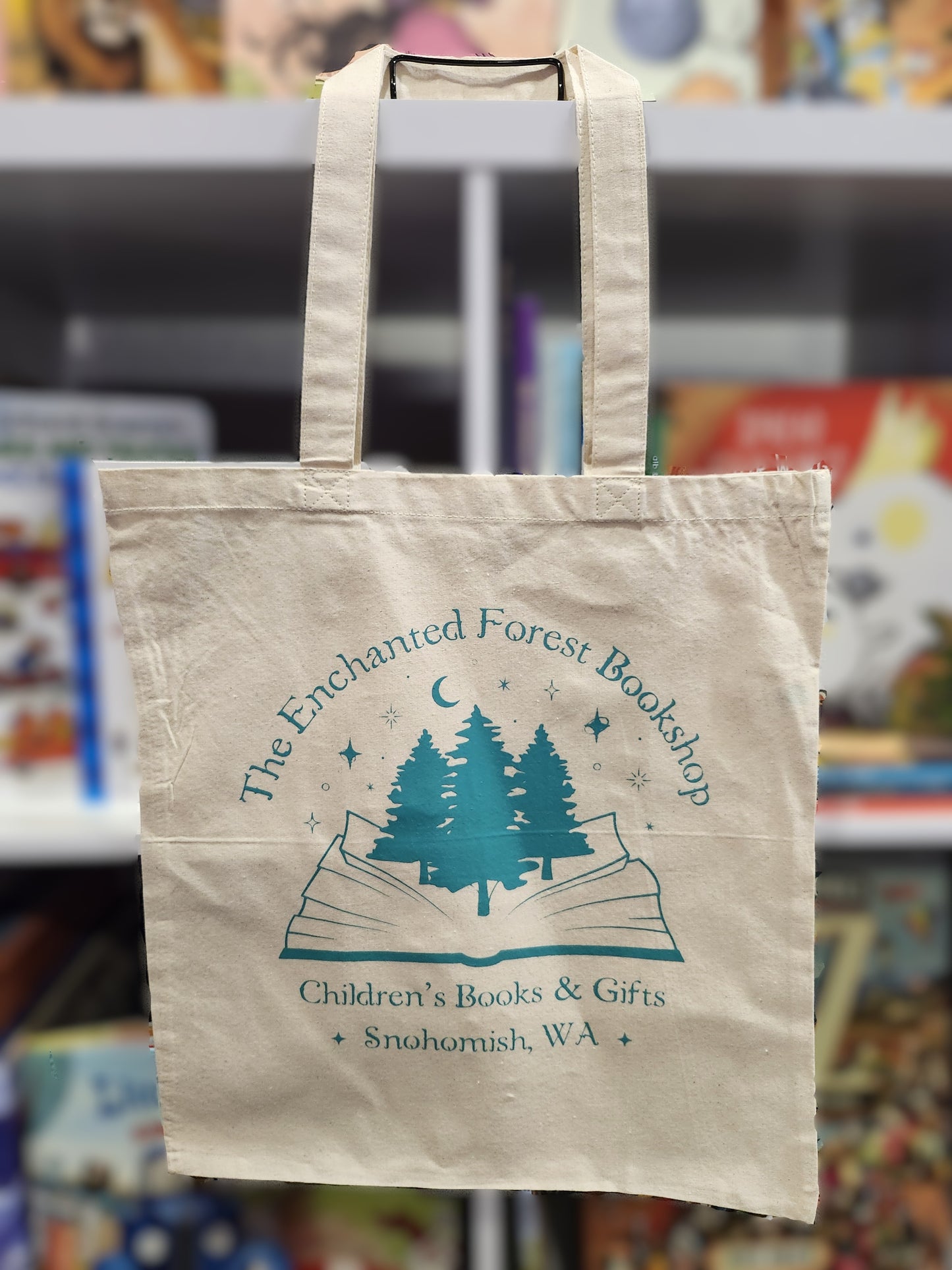 The Enchanted Forest Bookshop Tote Bag (Teal)