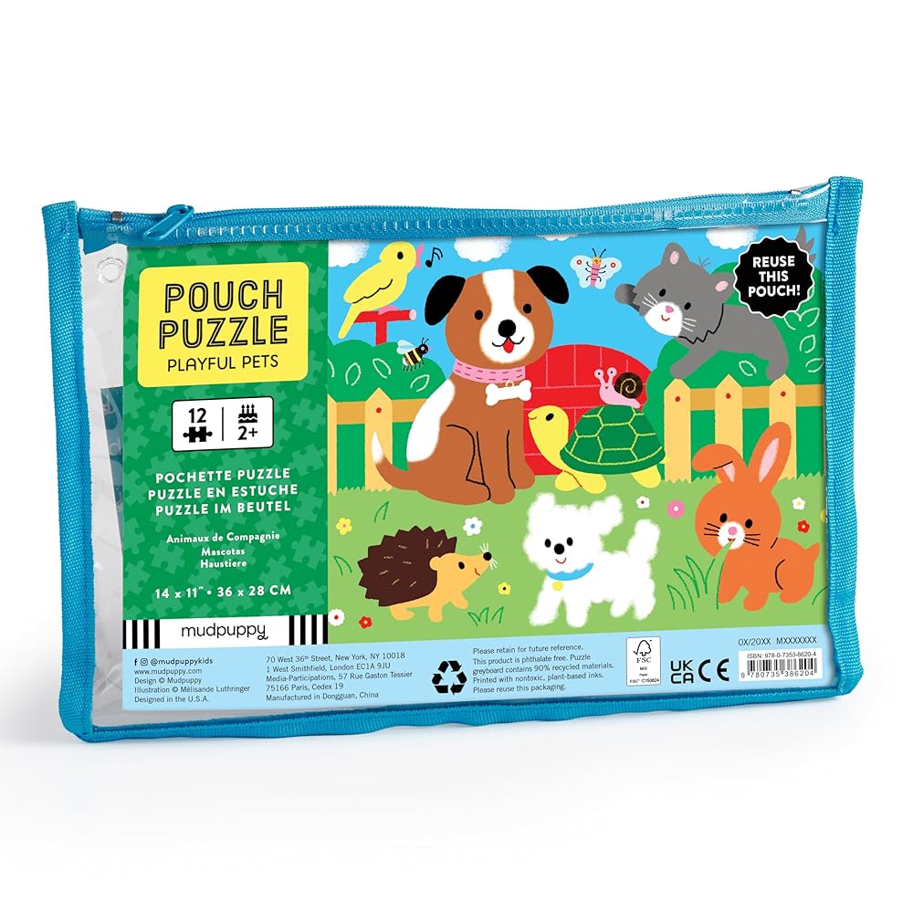 Playful Pets 12 Piece Pouch Puzzle cover image