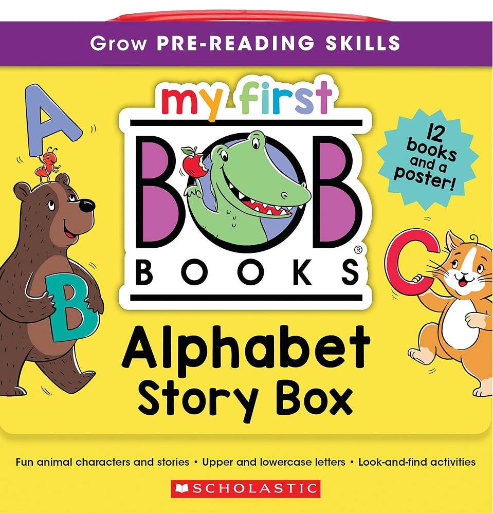 My First Bob Books - Alphabet Story Box of 12 Paperbacks | Decodable Phonics, Letter sounds, Ages 3 and up, Pre-K | (Reading Readiness) cover image